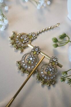 Amaya Mehendi Green Necklace Set - Slightly Flawed - Image 4