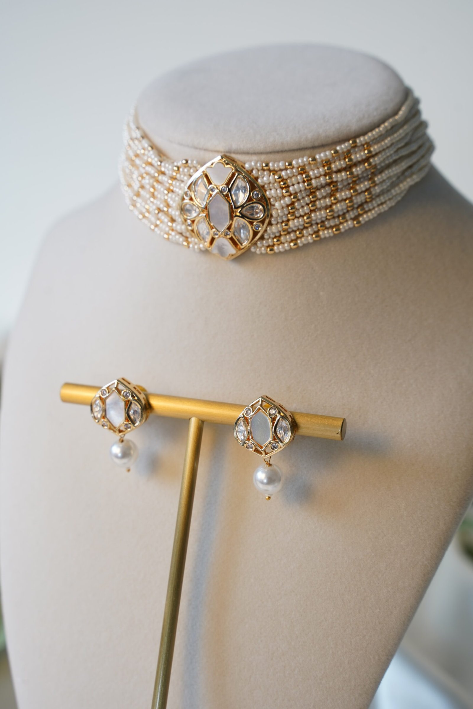 Ivory Beaded Choker set - Image 2