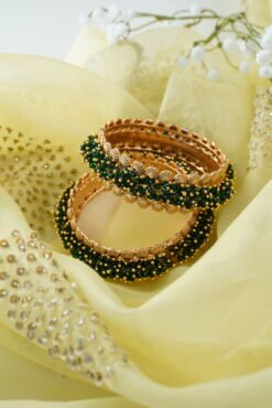 Cluster Green Crystal Statement Bangles - Image 3