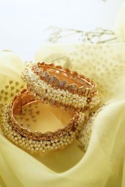 Cluster off White Pearls Statement Bangles - Image 3