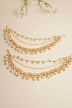 Pearls Drop 3 Layer Kundan Kanchain - Image 3