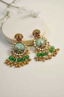 Antique Ghungroo Earring with Floral Design - Image 4