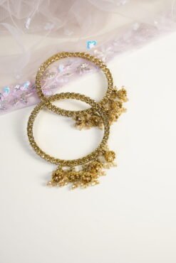 Tiny Crystal Jhumka Bangle - Set of 4 - Image 3