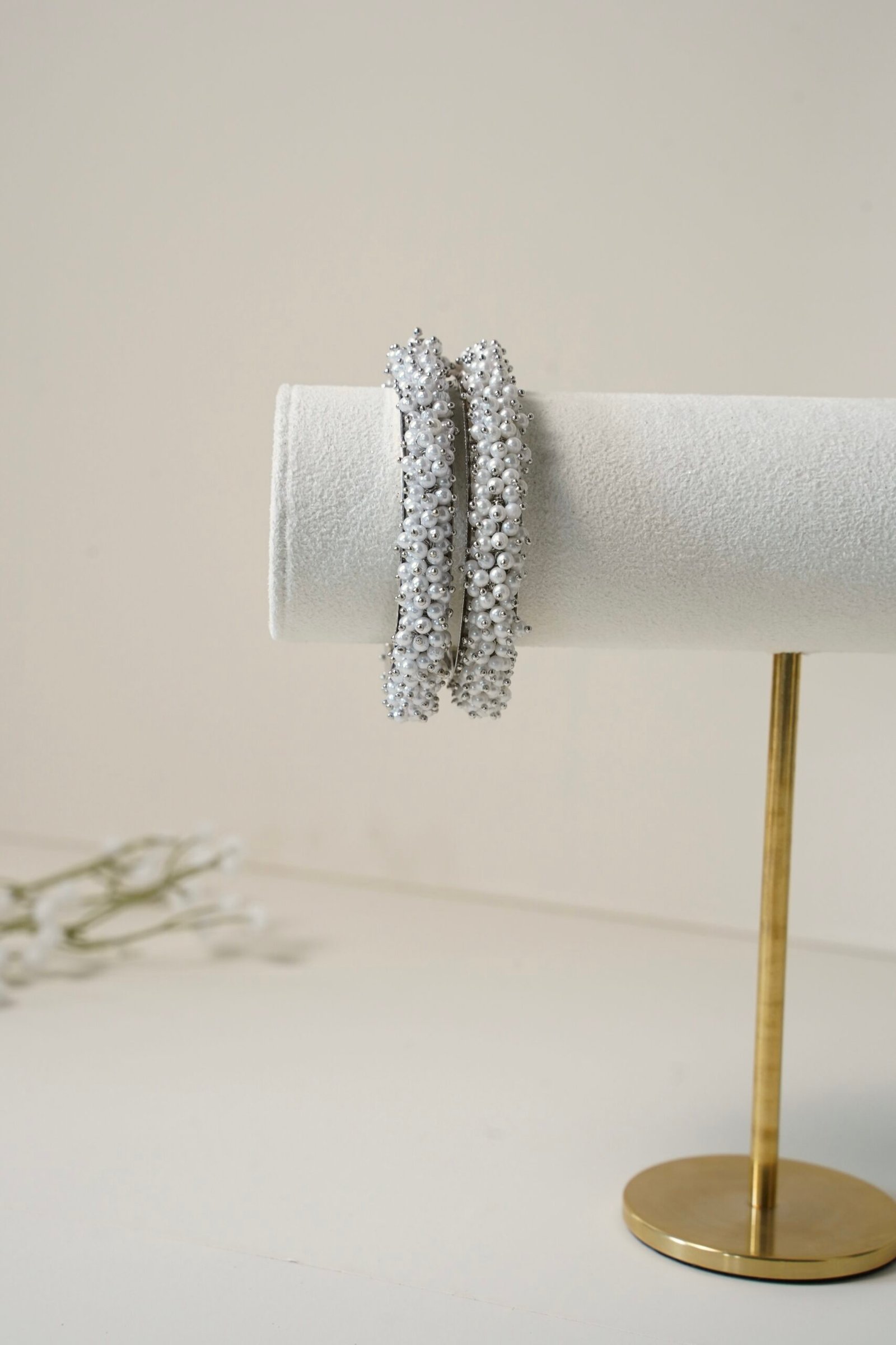 Clustered Pearls Bangles - Silver - Image 2