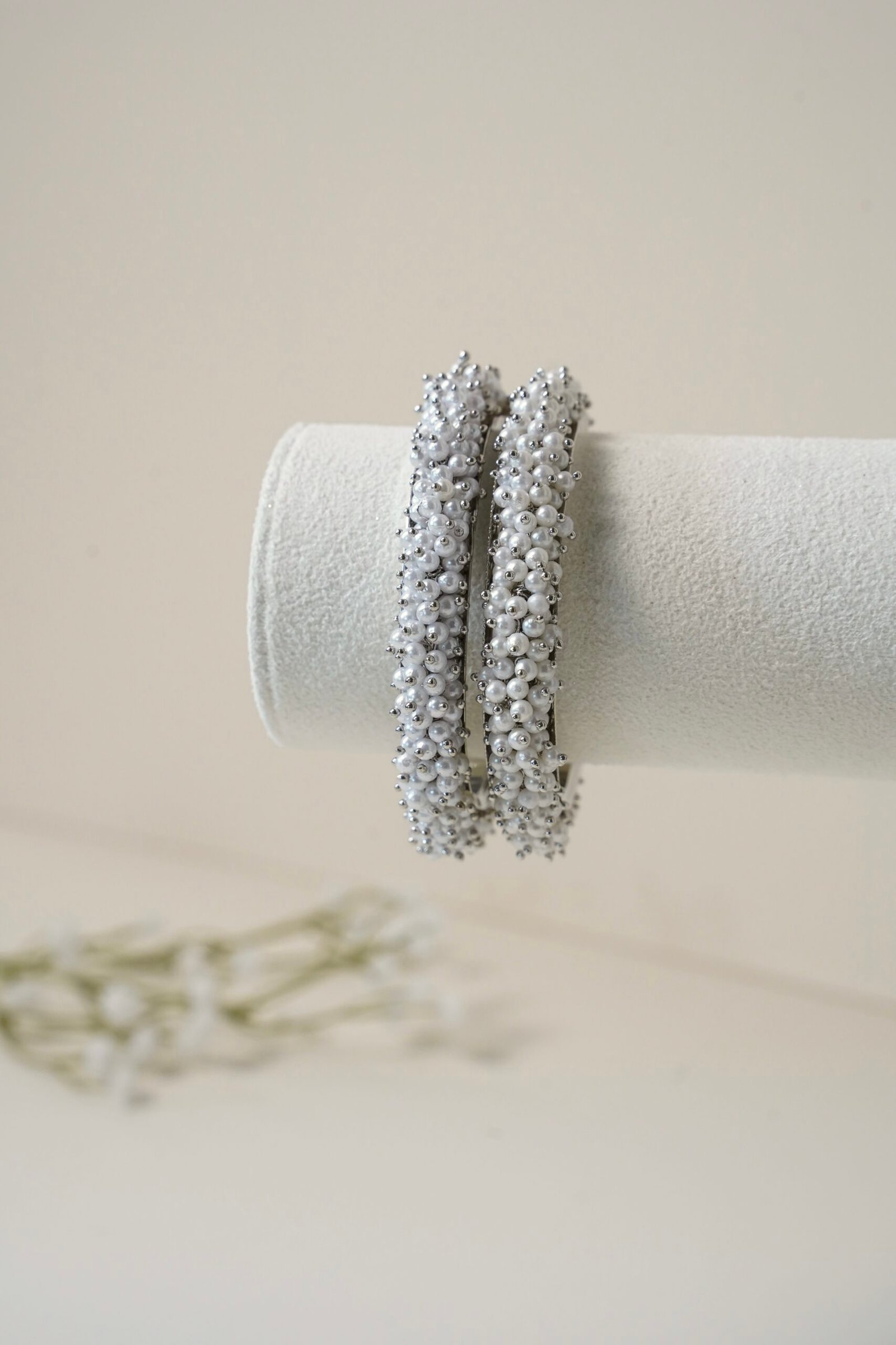 Clustered Pearls Bangles - Silver - Image 3