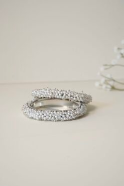 Clustered Pearls Bangles - Silver
