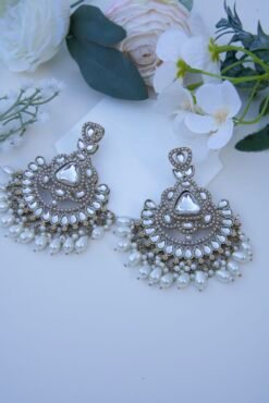 Chandbali -White Pearls