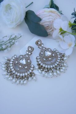 Chandbali -White Pearls - Image 2