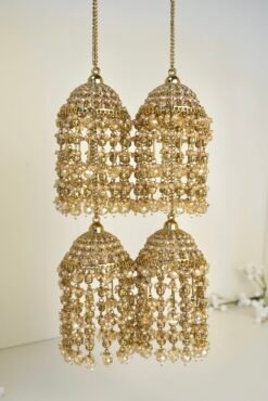 Bridal kaleerey with crystal and bell beads