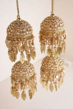 Traditional bridal kaleerey with modern crystal detailing