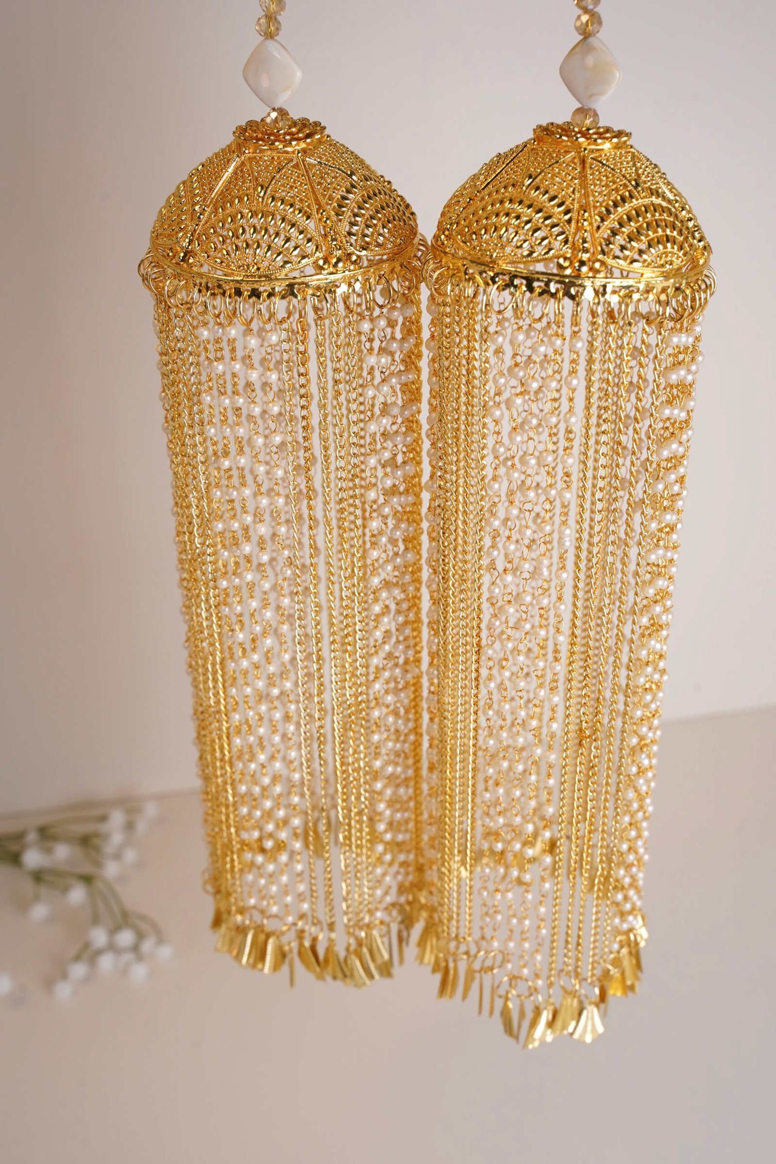 Traditional South Asian bridal pearl kaleerey