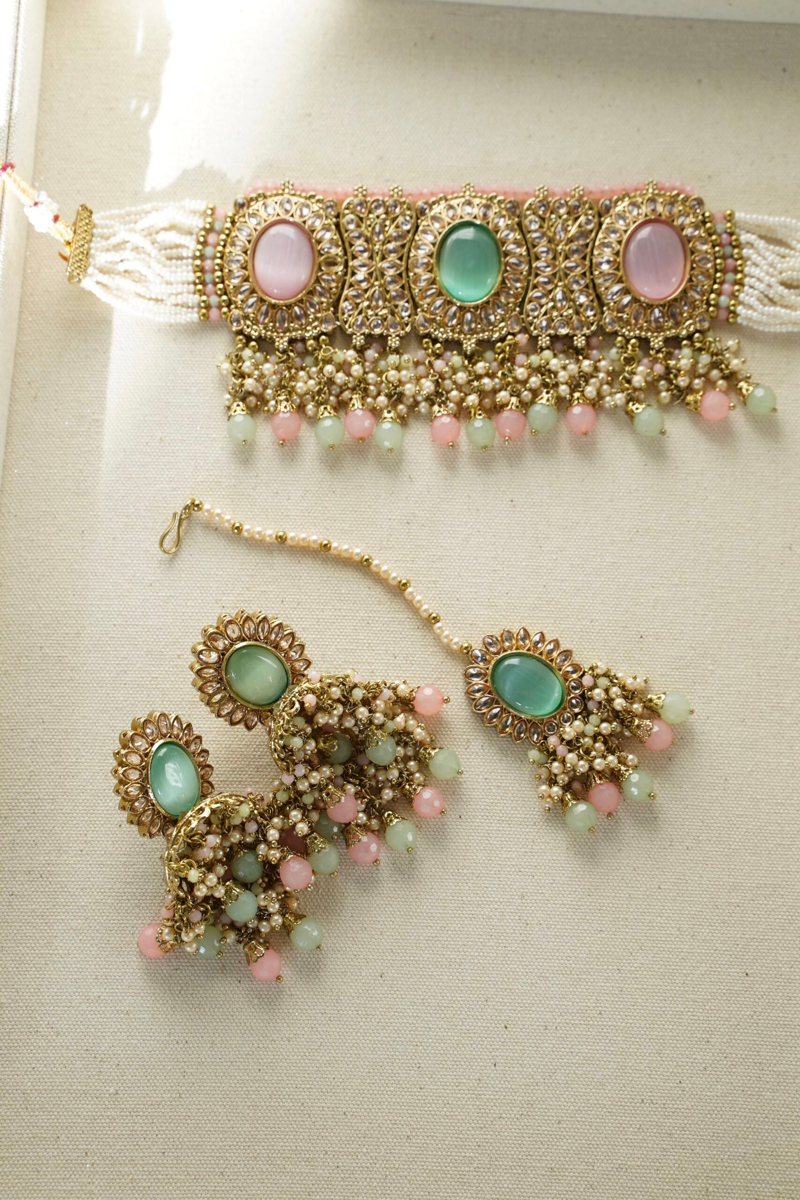 Soniya Pastel Beaded Choker Set - Image 2