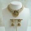 Padma temple necklace set with pearls and goddess motif, South Asian bridal jewelry