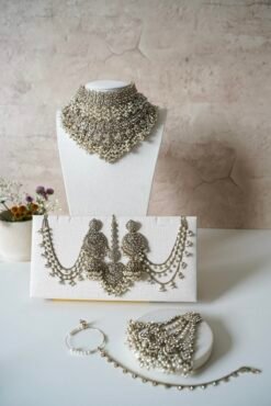 Aafreen Double Layer Bridal Set - White - Image 5