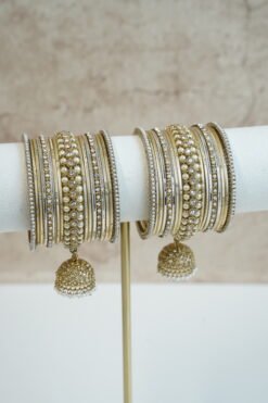 Alternative view of Soft Champagne Jhumka Bangle Set