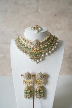 Alternative view of Meenakari Beaded Choker Set - Green