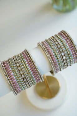 Alternative view of Pastel Bangle Set - Kundan