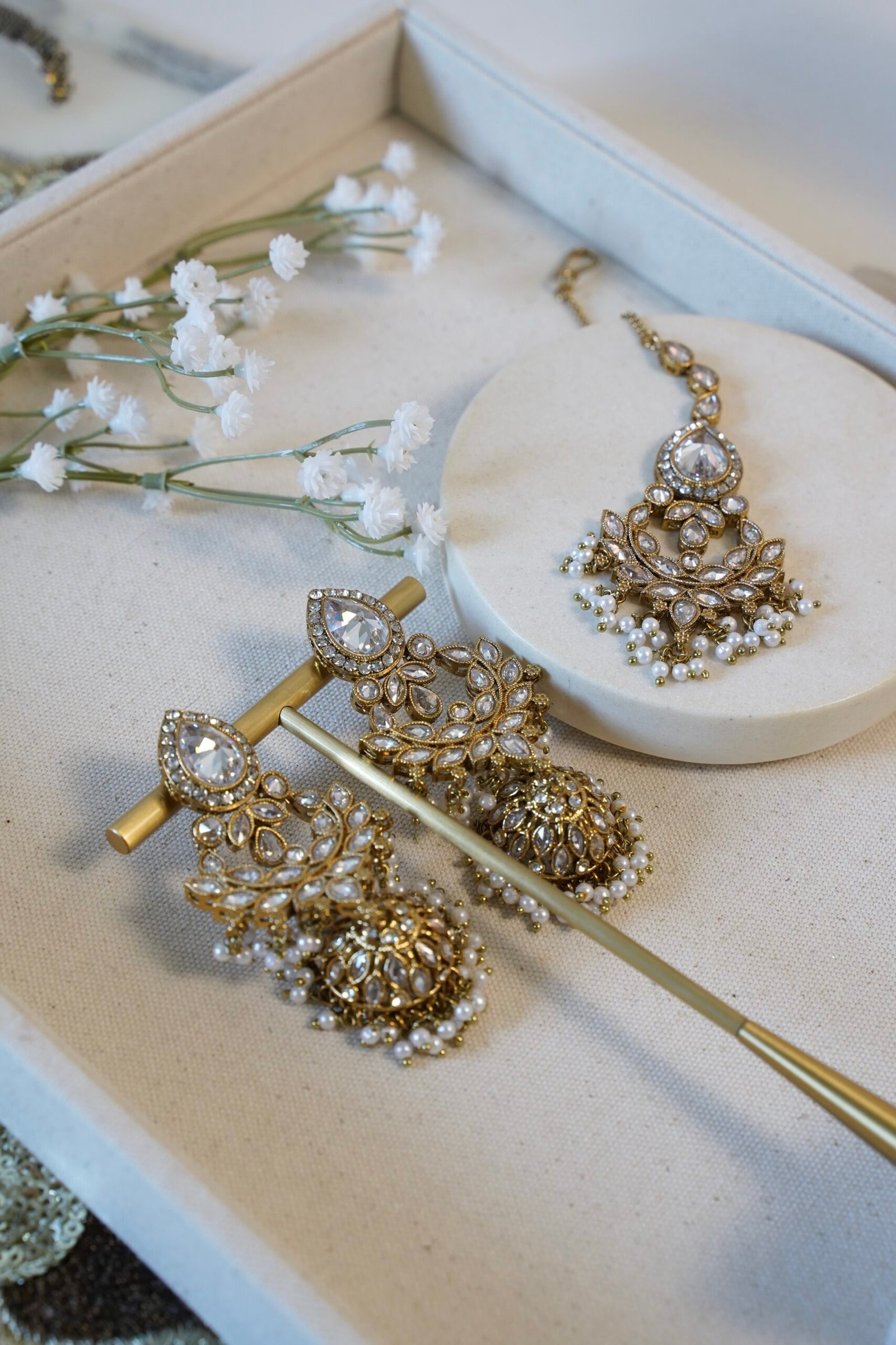 Ishvika Statement Earrings & Tikka Set - Image 2