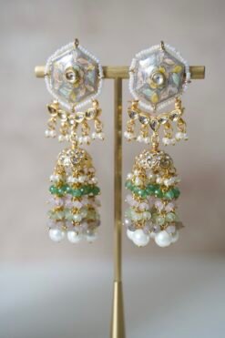 Meenakari Beaded Choker Set - Green - Image 4