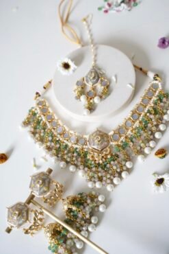 Meenakari Beaded Choker Set - Green