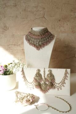 Alternative view of Aafreen Double Layer Bridal Set - Pink