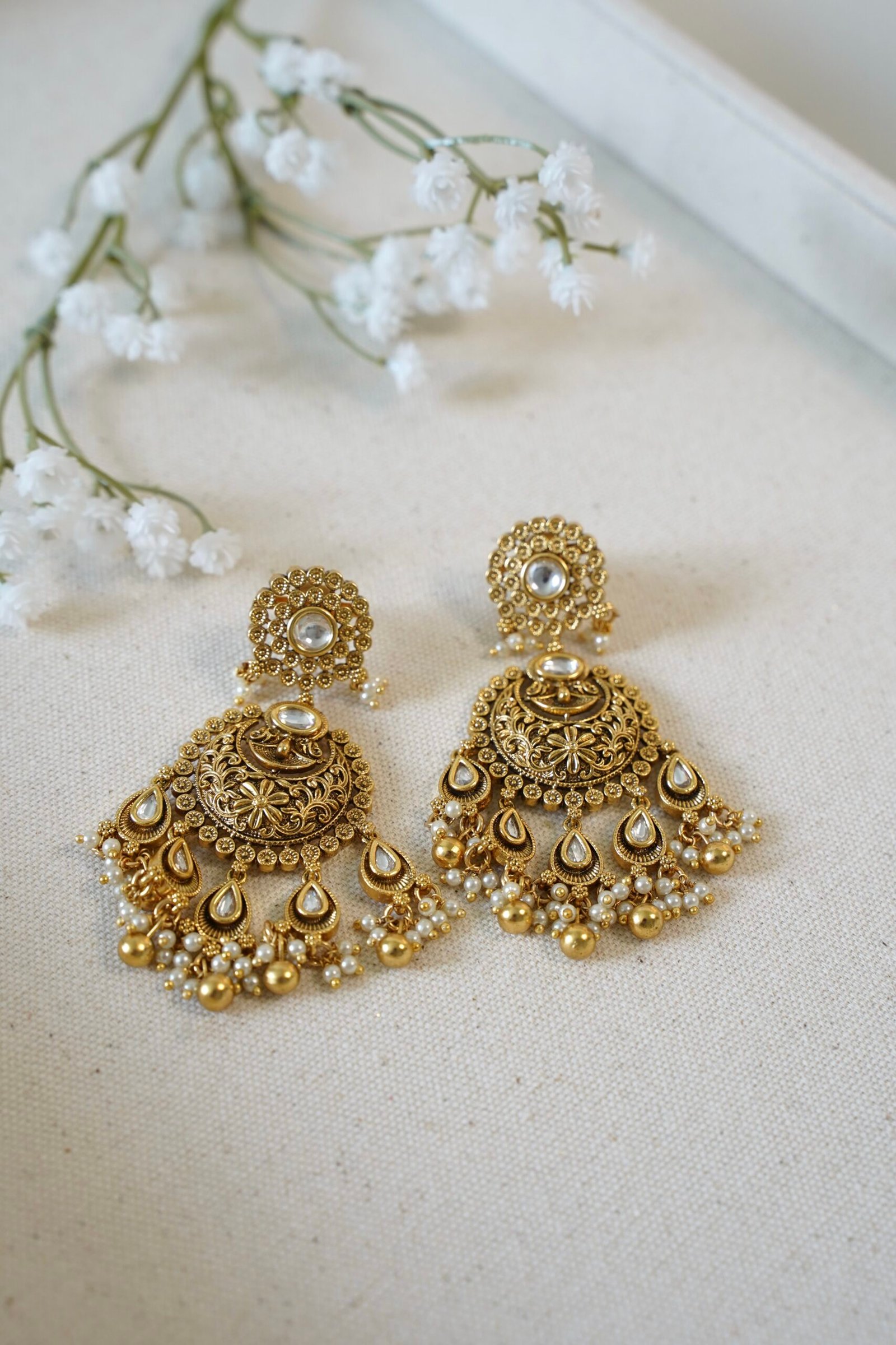 Heritage Temple Kundan Earrings