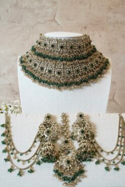 Yalina Bridal Necklace Set - Green - Image 3