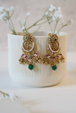 Alternative view of Surya Chandbali - Ruby & Green