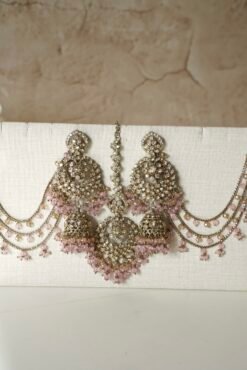 Aafreen Double Layer Bridal Set - Pink - Image 3