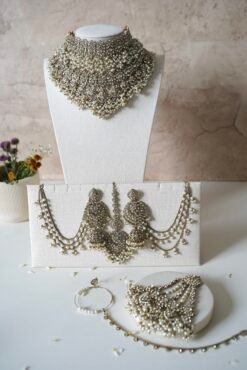 Aafreen Double Layer Bridal Set - White - Image 4