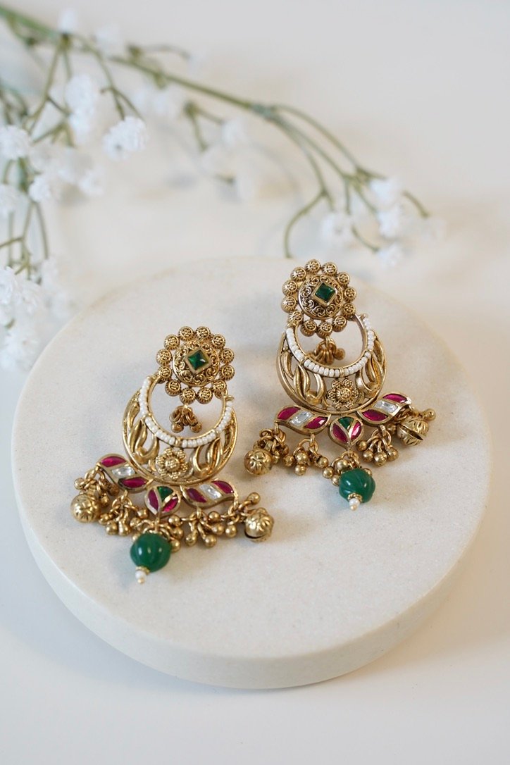 Surya Chandbali - Ruby & Green