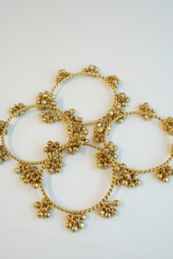 Ghungroo bangle set of 4 with gold bell detail - South Asian chime bangles