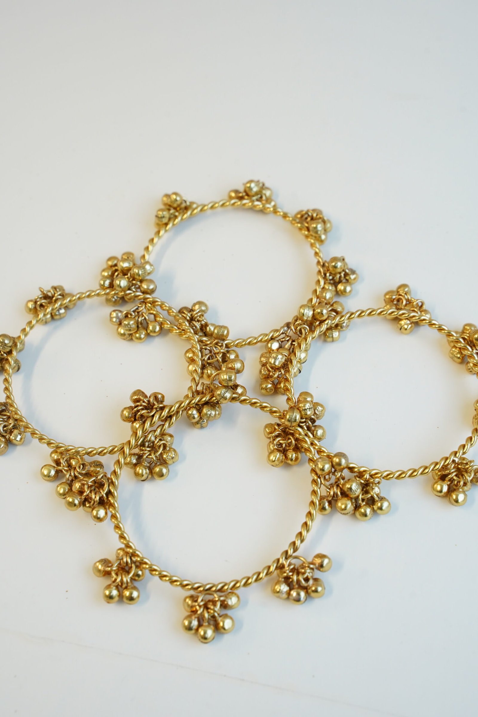 Ghungroo bangle set of 4 with gold bell detail - South Asian chime bangles