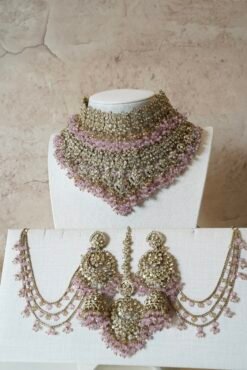 Aafreen Double Layer Bridal Set - Pink