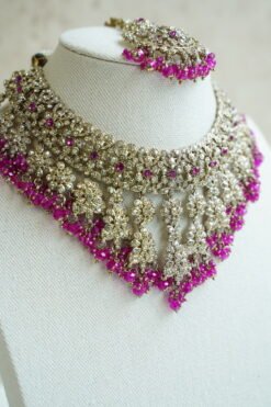 Ayesha Crystal Beaded Set - Pink - Image 4