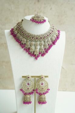 Ayesha Crystal Beaded Set - Pink