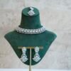 Indian Pakistani necklace set with matching sparkly drop earrings and traditional maang tikka for eid and festive events.