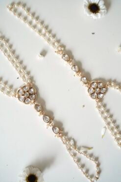 Delicate Kundan Hand Harness - Rose Gold - Image 3