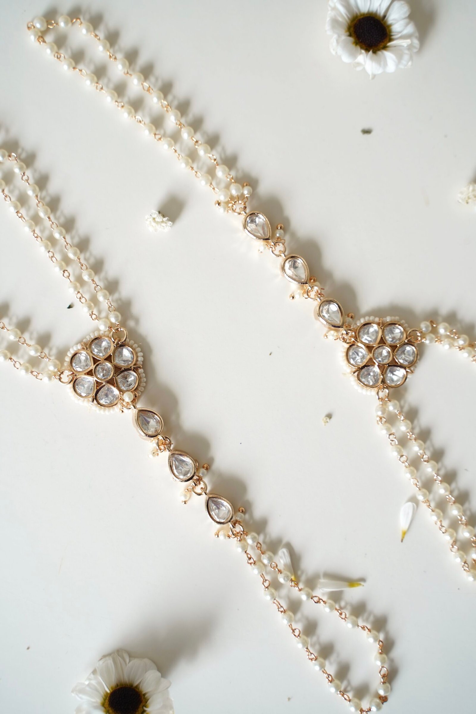 Delicate Kundan Hand Harness - Rose Gold - Image 3