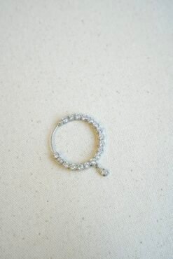 Contemporary 3.5 cm silver finish nose ring set with sparkling American Diamonds by Seyora Jewels.