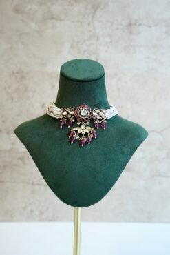 Lotus Purple Kundan Beaded Choker Set