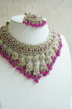 Ayesha Crystal Beaded Set - Pink - Image 5