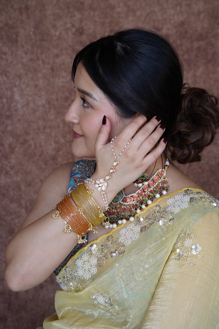 Delicate Kundan Hand Harness - Rose Gold - Image 2