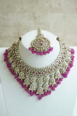 Alternative view of Ayesha Crystal Beaded Set - Pink