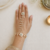 Seyora Jewels pastel floral Kundan hathphool hand harness set for both hands, featuring soft pastel stones and pearls.