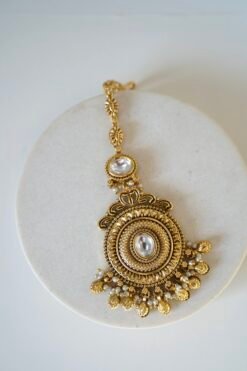 Sonam Matte Gold Bridal Choker Set - Image 3