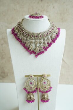 Ayesha Crystal Beaded Set - Pink - Image 3