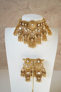 Sonam Matte Gold Bridal Choker Set - Image 4
