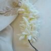 White rose petal gajara with hair pins for hair bun, South Asian hair accessory