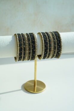 Black Glass Bangle Set